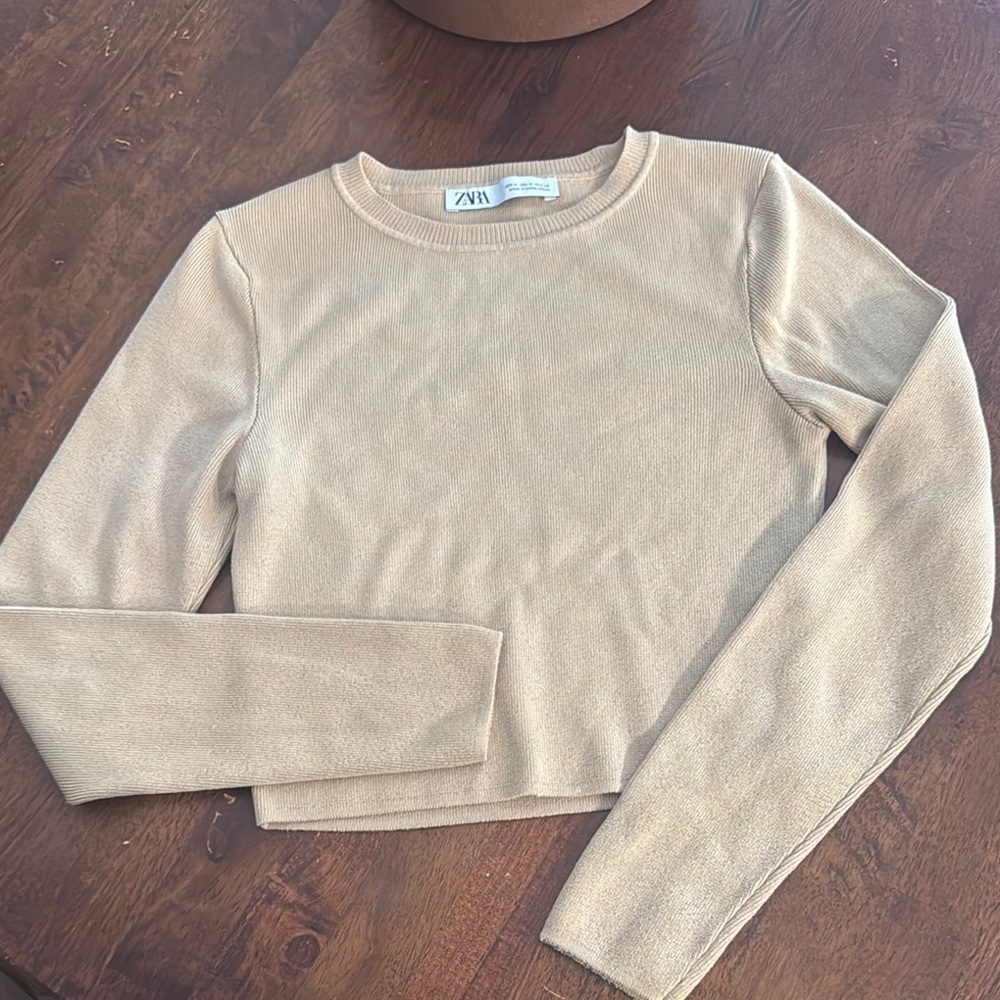 Zara Light Tan Knit Top
